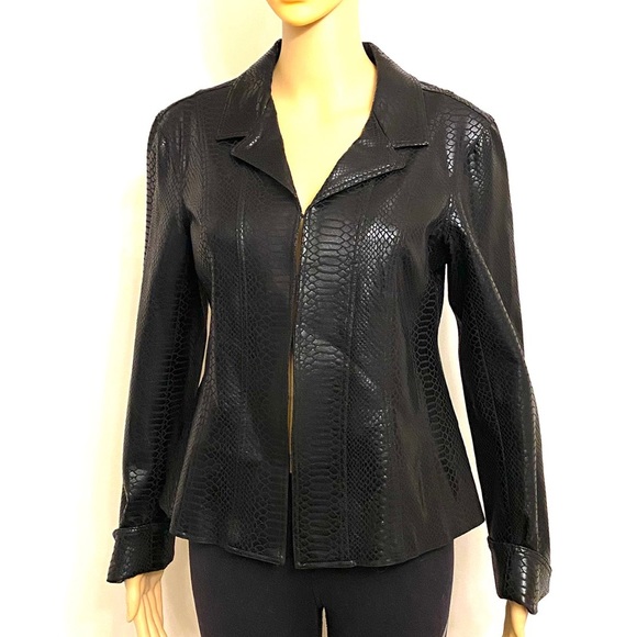 VIRTUE Faux Snake Leather Black Jacket - Picture 2 of 11